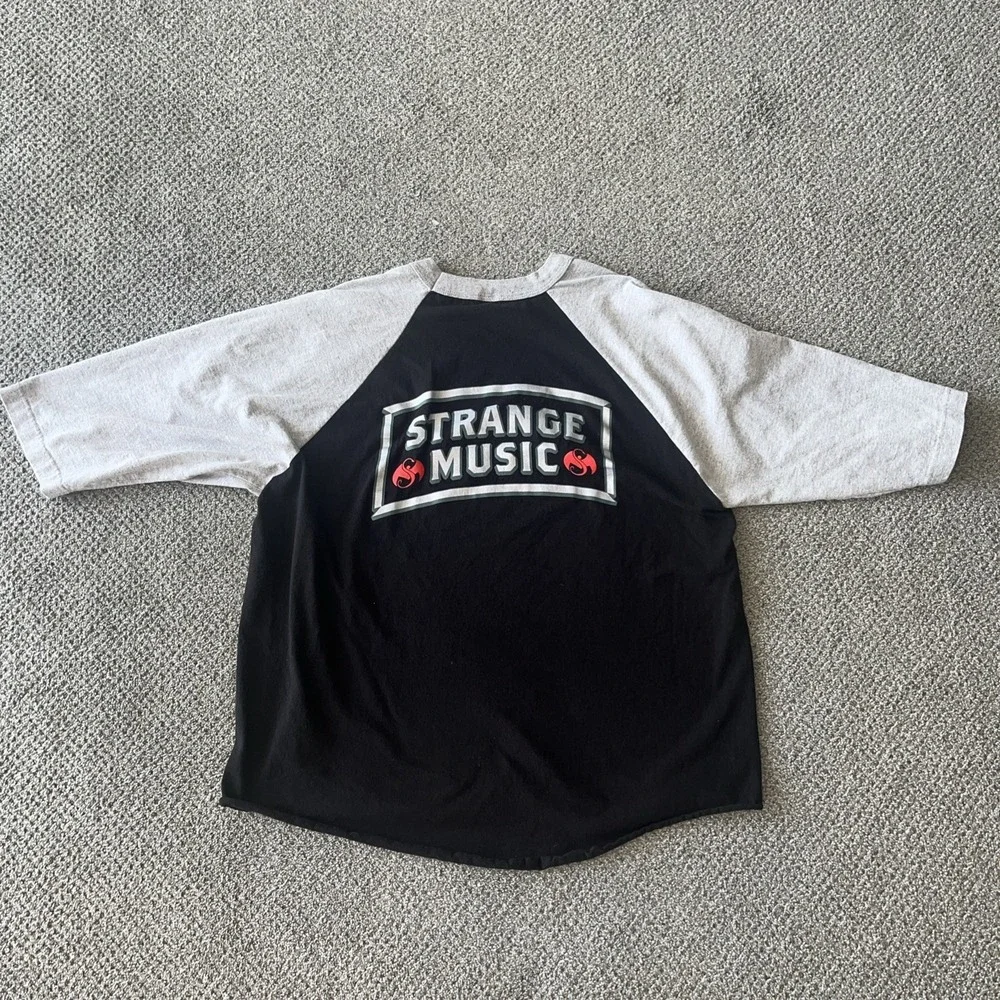 Vintage‎ Strange Music T Shirt. Raglan, Baseball. Punk Band. XL